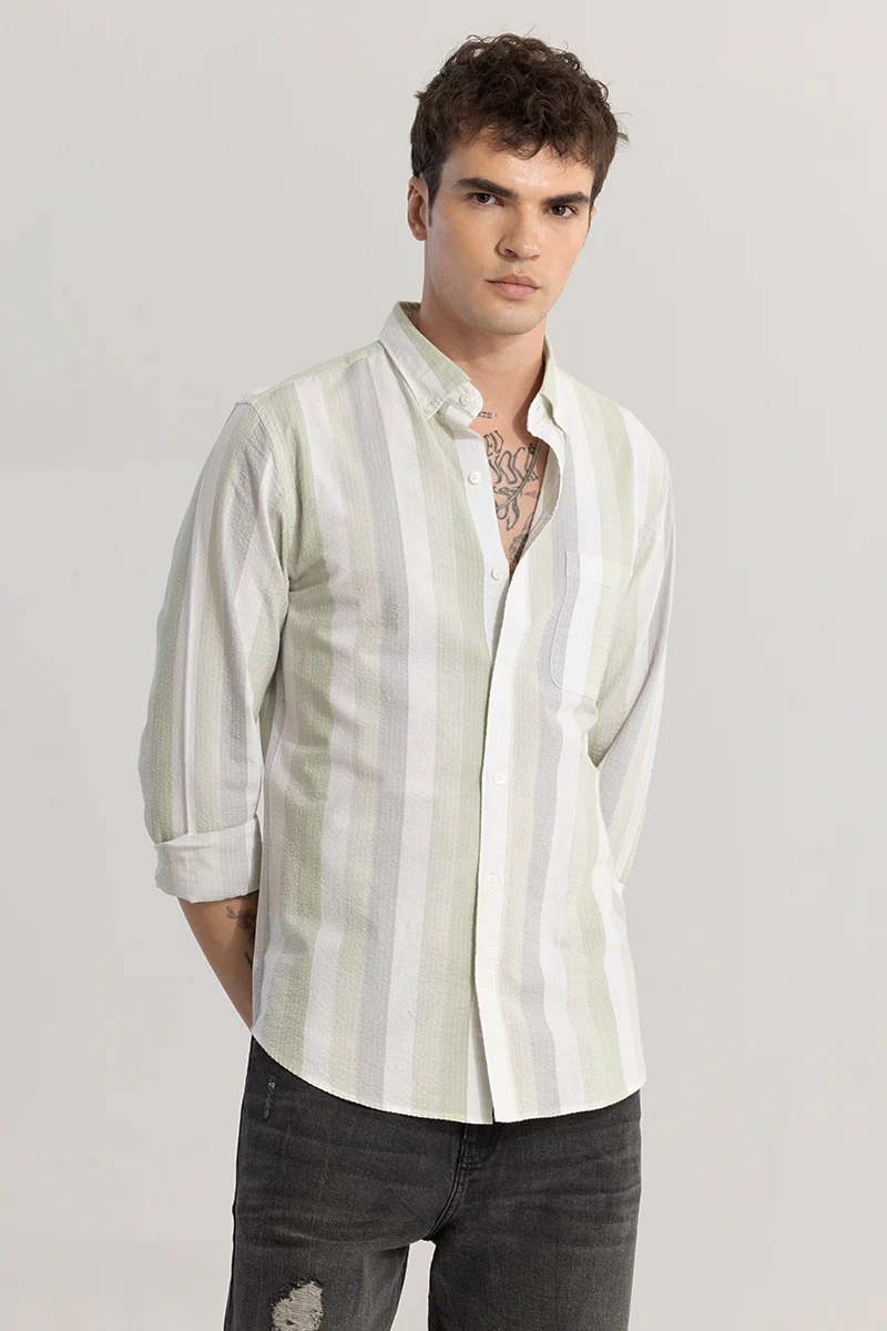 Dapper Stripe Moss Green Shirt 7 Dapper Stripe Moss Green Shirt