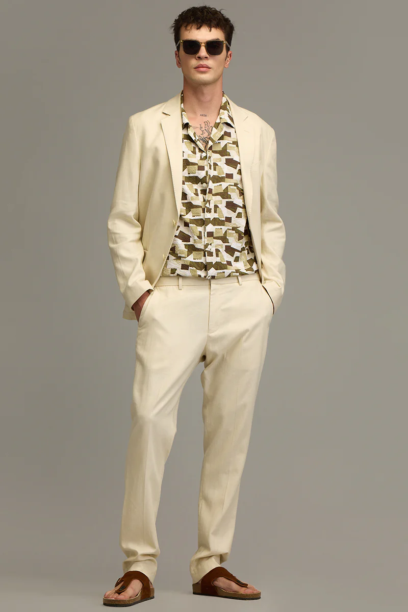 Home 36 Urban Finesse Cream Linen Trouser