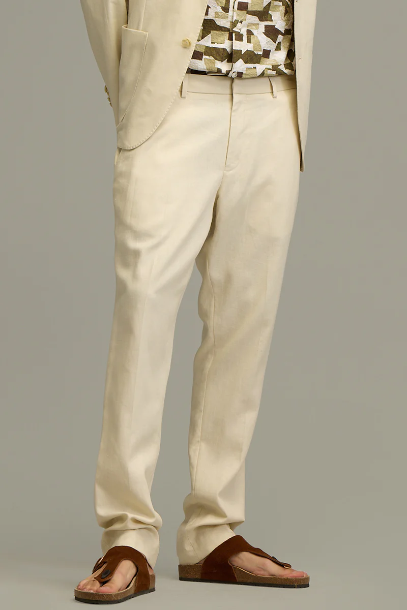 Home 37 Urban Finesse Cream Linen Trouser
