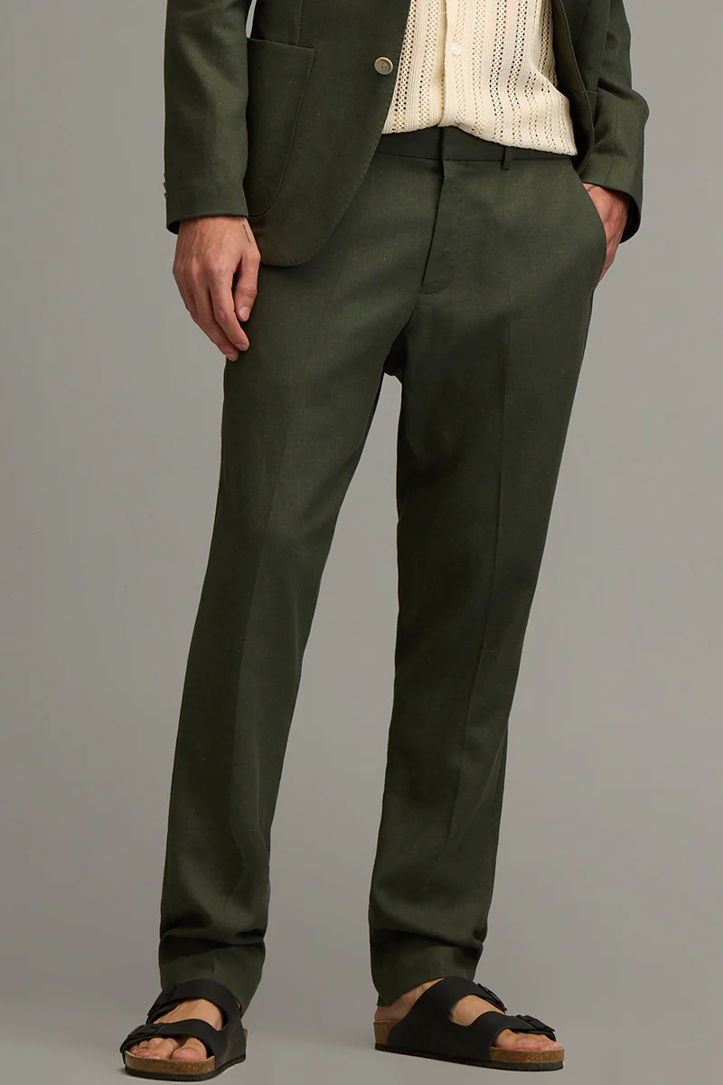 Home 32 Urban Finesse Olive Linen Trouser