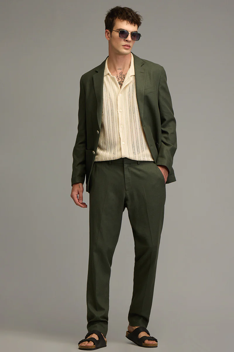 Home 34 Urban Finesse Olive Linen Trouser