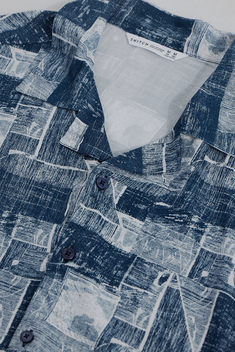 Abstract Squares Dark Blue Oversized Shirt 5 Abstract Squares Dark Blue Oversized Shirt