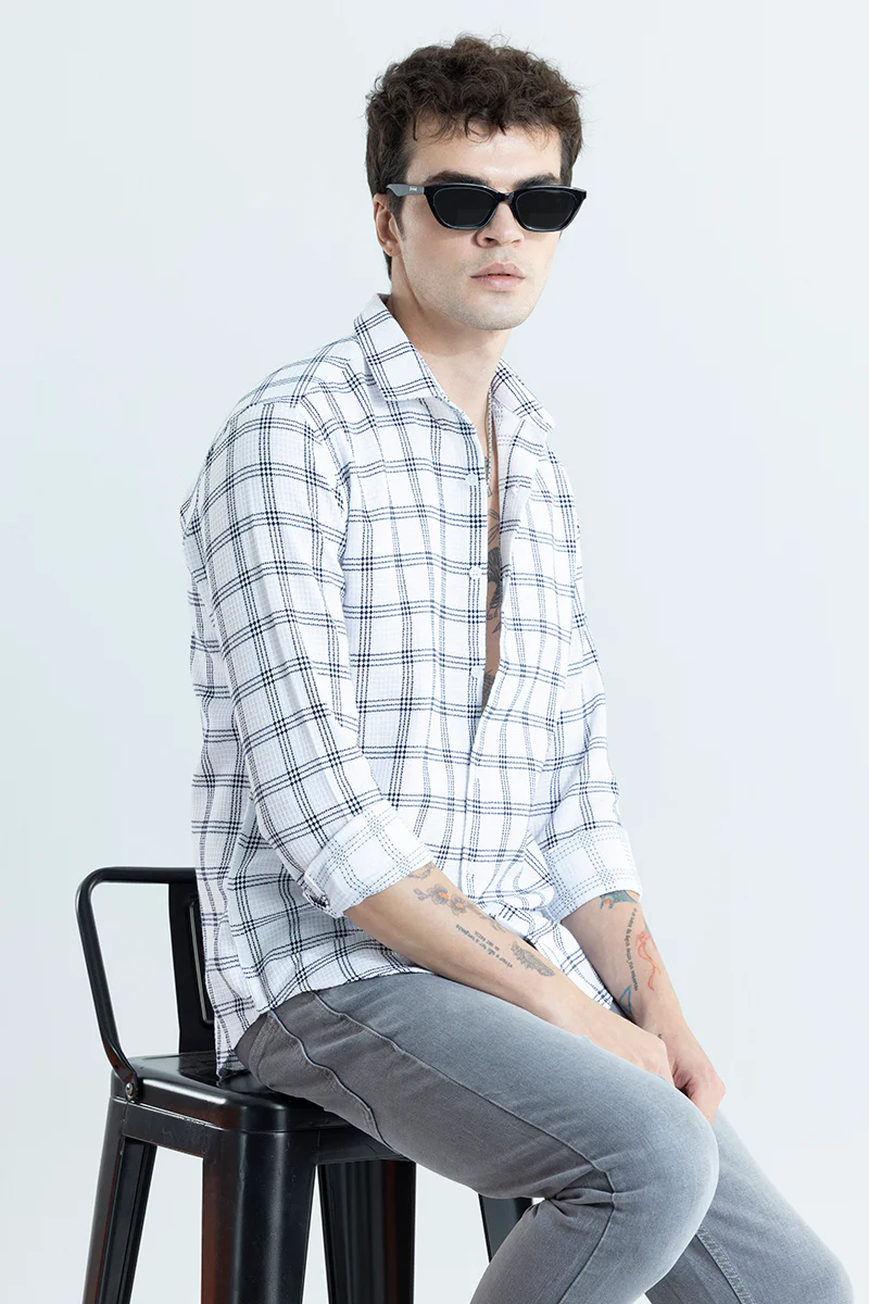 Home 26 Gridon White Checks Shirt