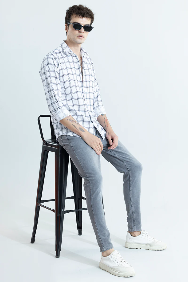 Home 28 Gridon White Checks Shirt