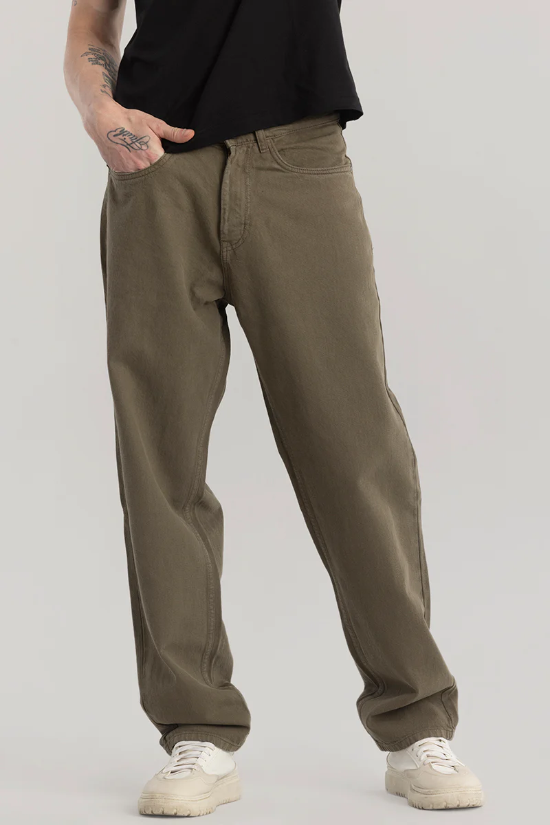 Evader Brown Baggy Fit Jeans 5 Evader Brown Baggy Fit Jeans
