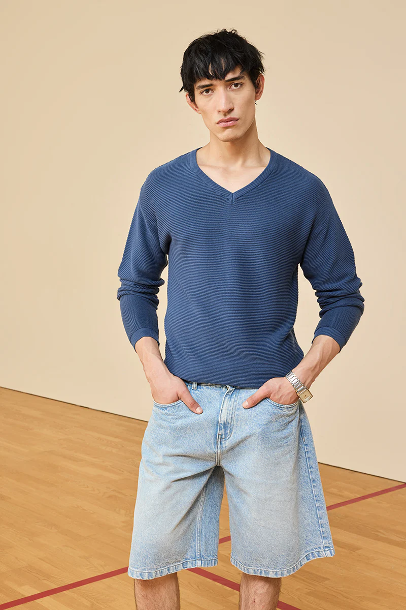 Core Lab Dark Blue Textured Sweater