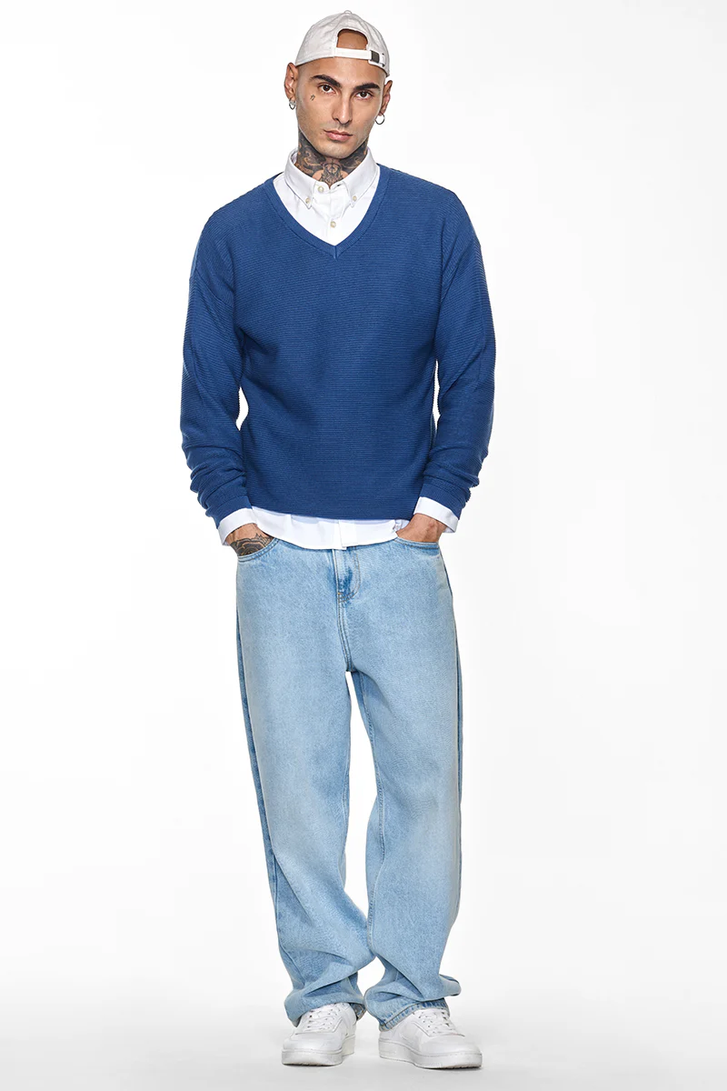 Core Lab Dark Blue Textured Sweater 4 Core Lab Dark Blue Textured Sweater