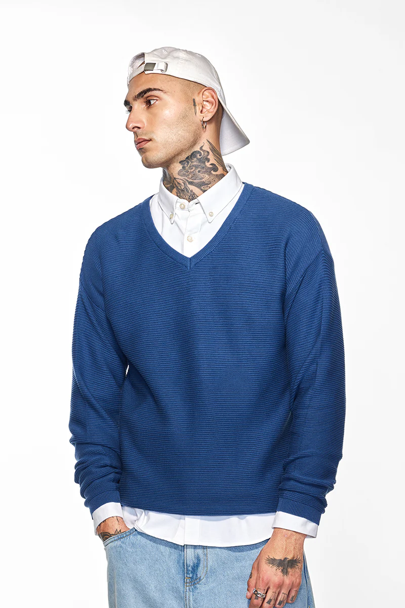 Core Lab Dark Blue Textured Sweater 5 Core Lab Dark Blue Textured Sweater