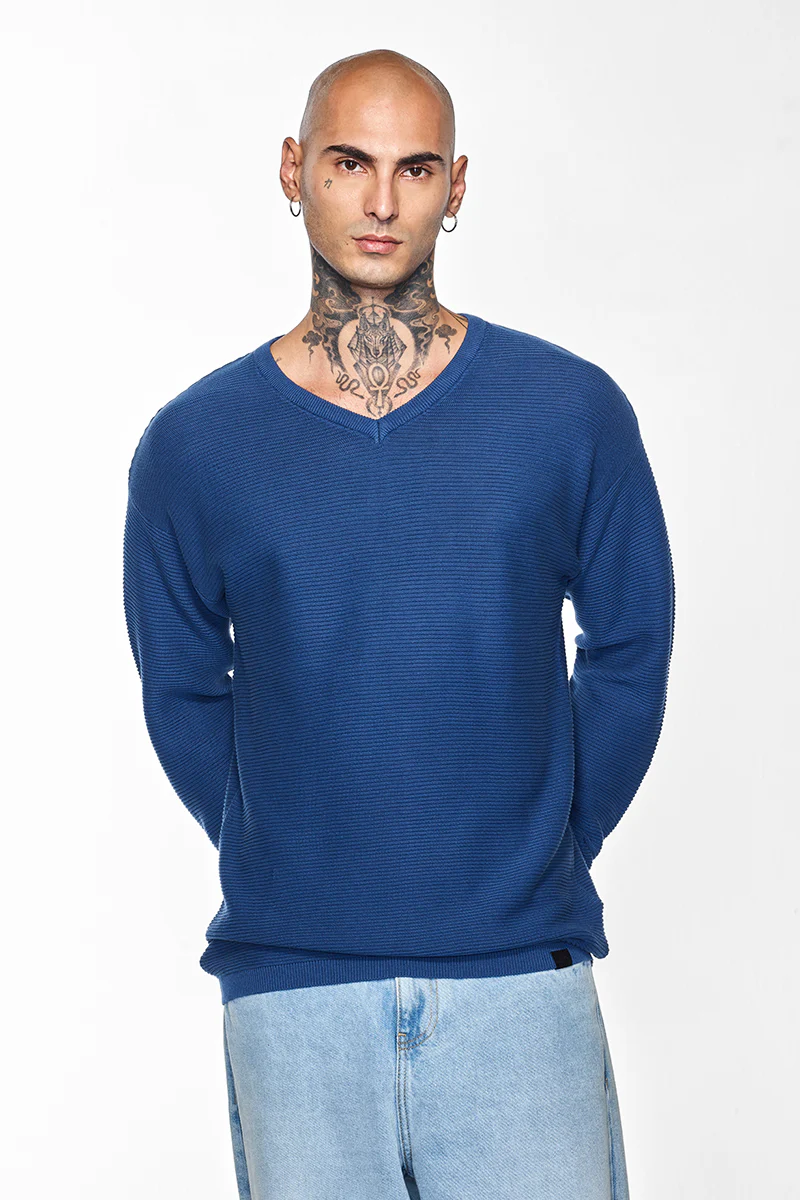 Core Lab Dark Blue Textured Sweater 7 Core Lab Dark Blue Textured Sweater