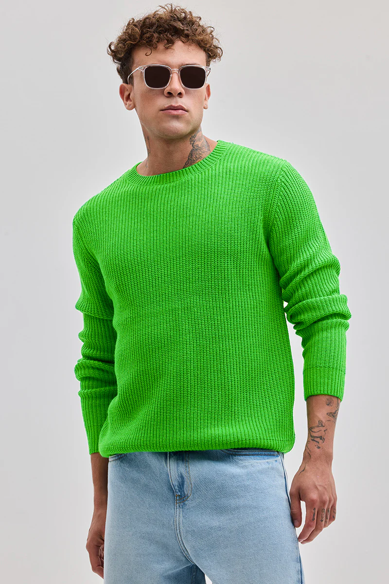 Green Fisherman Knit Sweater