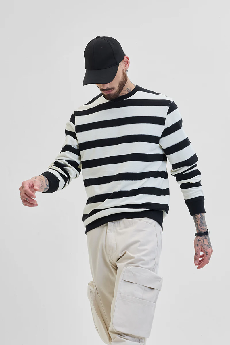 Black Knitted Stripes Sweater