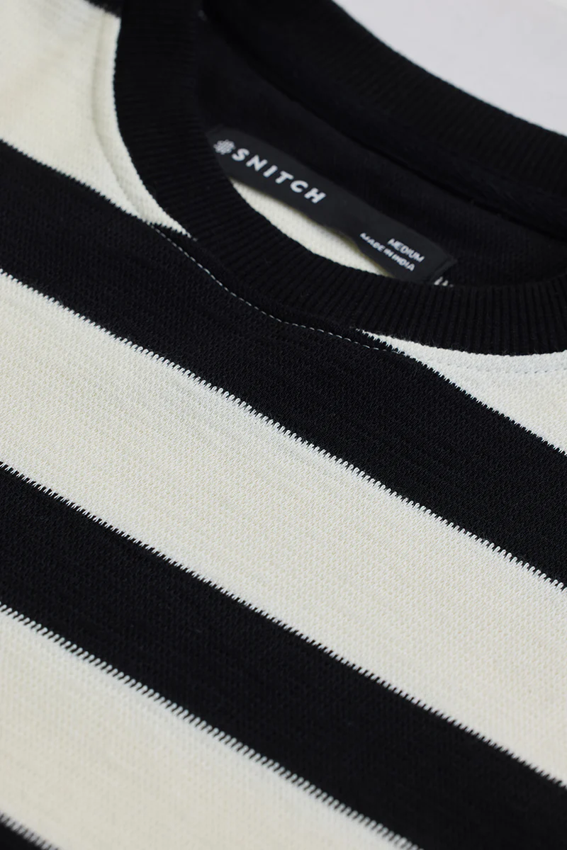 Black Knitted Stripes Sweater