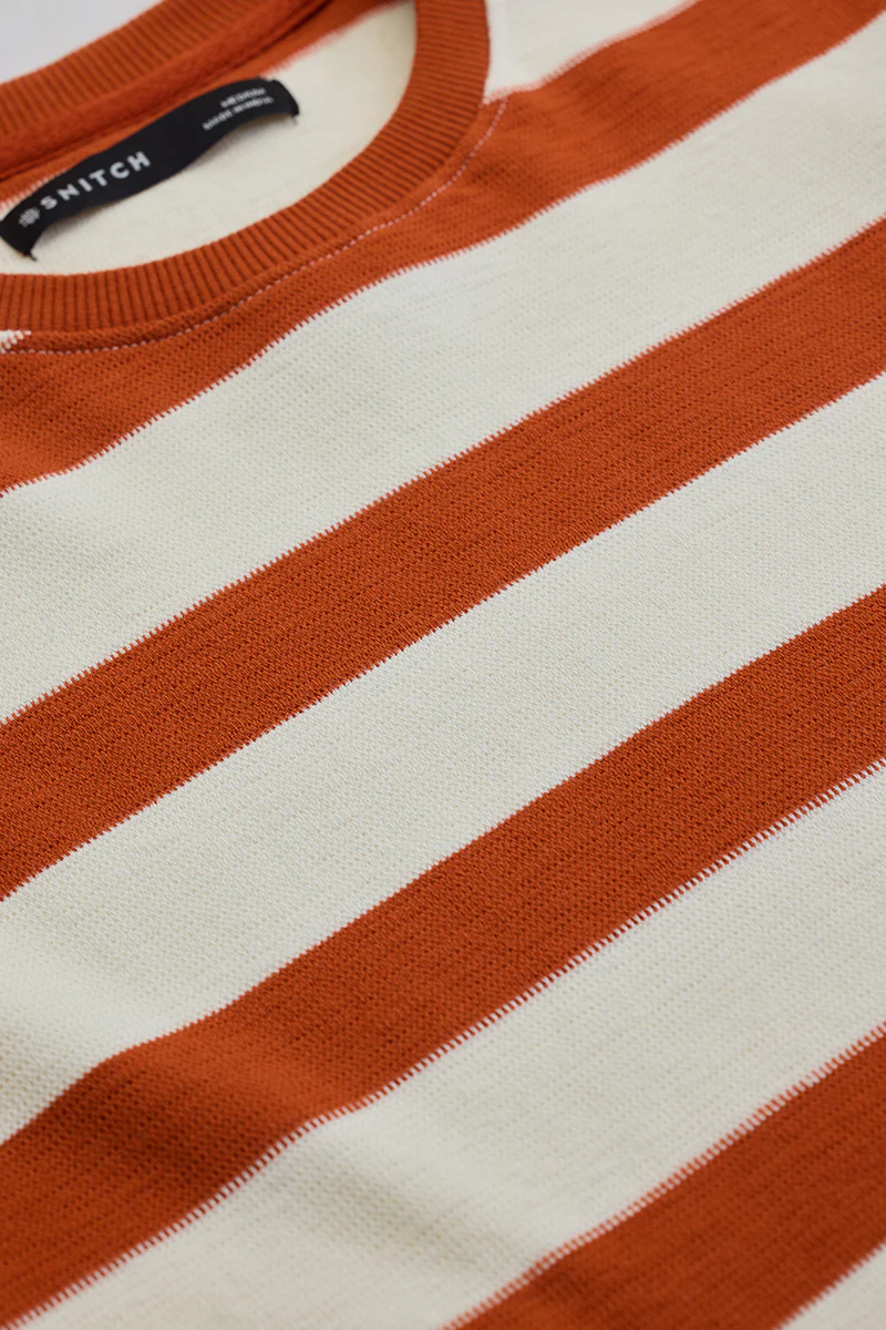 Orange Knitted Stripes Sweater 3 Orange Knitted Stripes Sweater