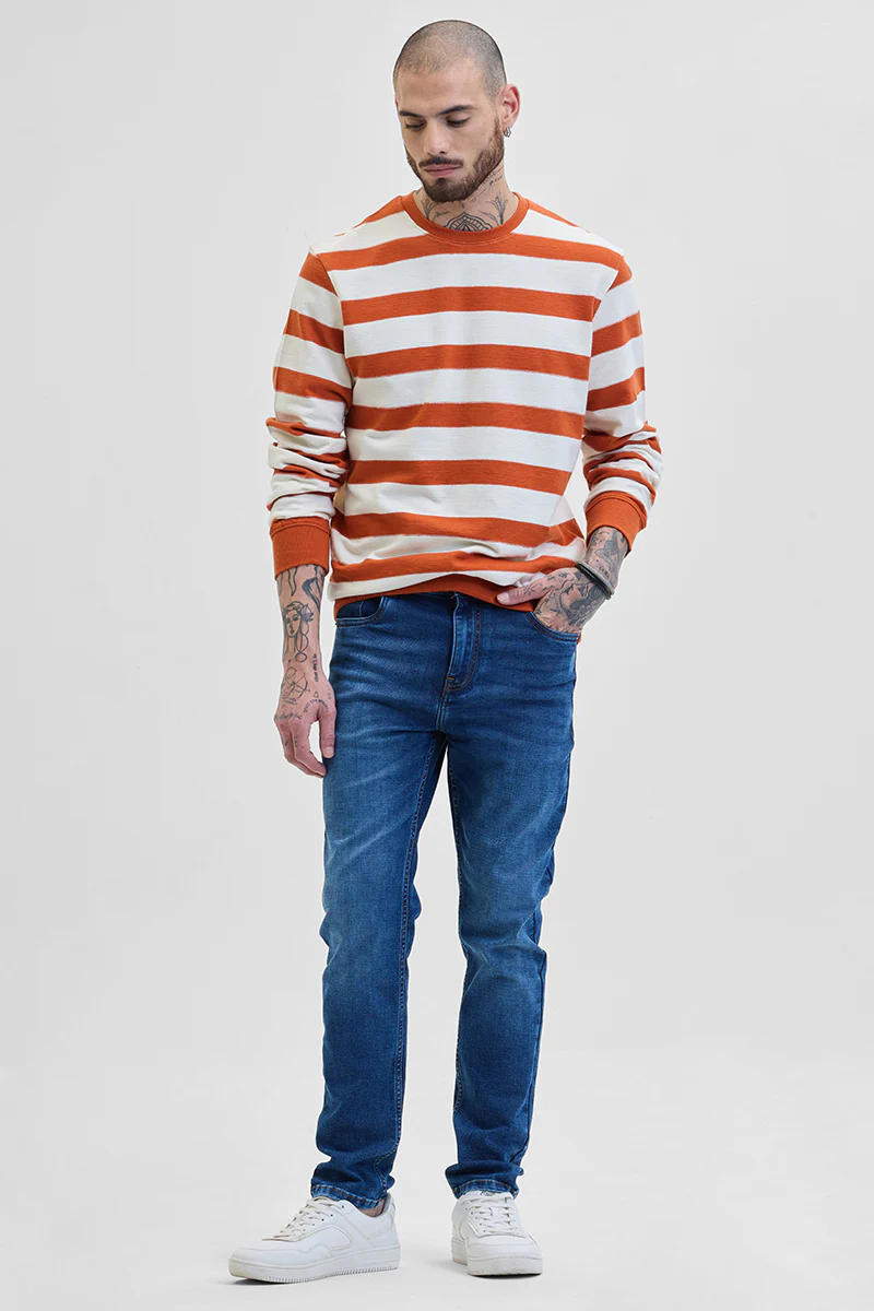 Orange Knitted Stripes Sweater 4 Orange Knitted Stripes Sweater