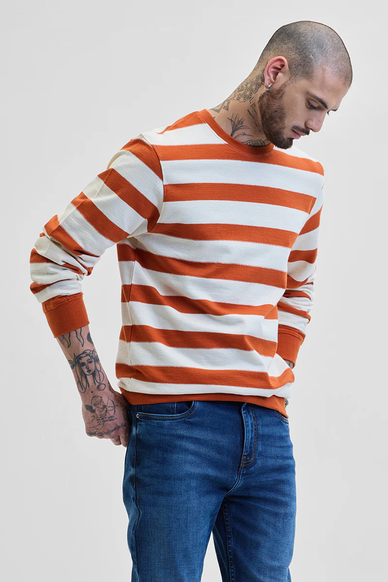 Orange Knitted Stripes Sweater 6 Orange Knitted Stripes Sweater