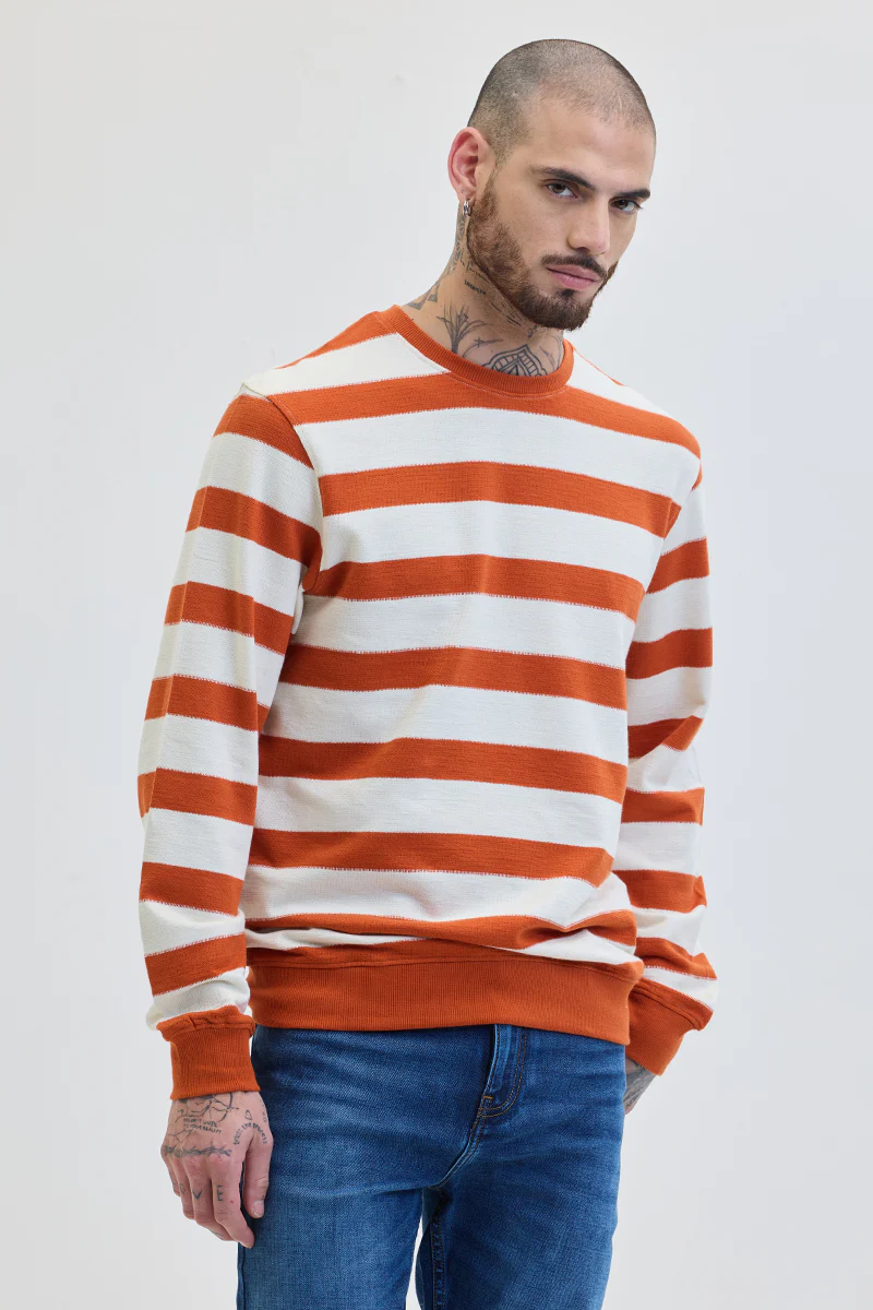 Orange Knitted Stripes Sweater 8 Orange Knitted Stripes Sweater