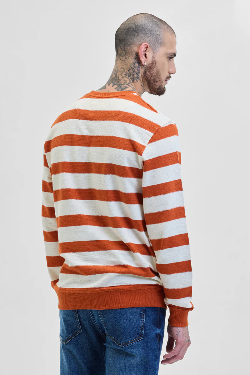 Orange Knitted Stripes Sweater 9 Orange Knitted Stripes Sweater
