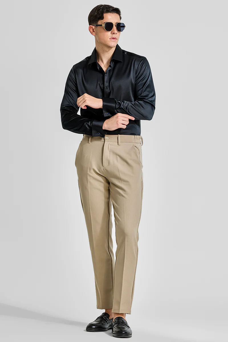 Beige Plain Regular Fit Trousers 3 Beige Plain Regular Fit Trousers