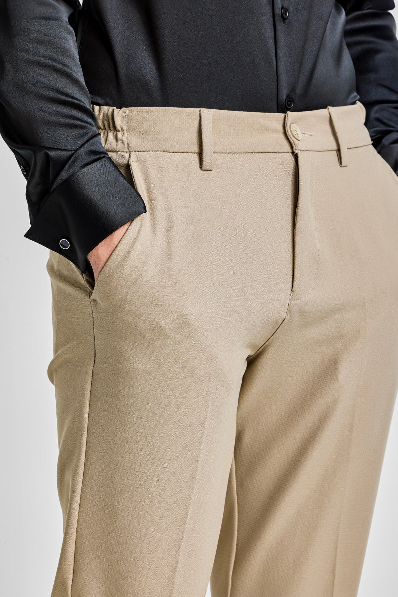 Beige Plain Regular Fit Trousers 5 Beige Plain Regular Fit Trousers