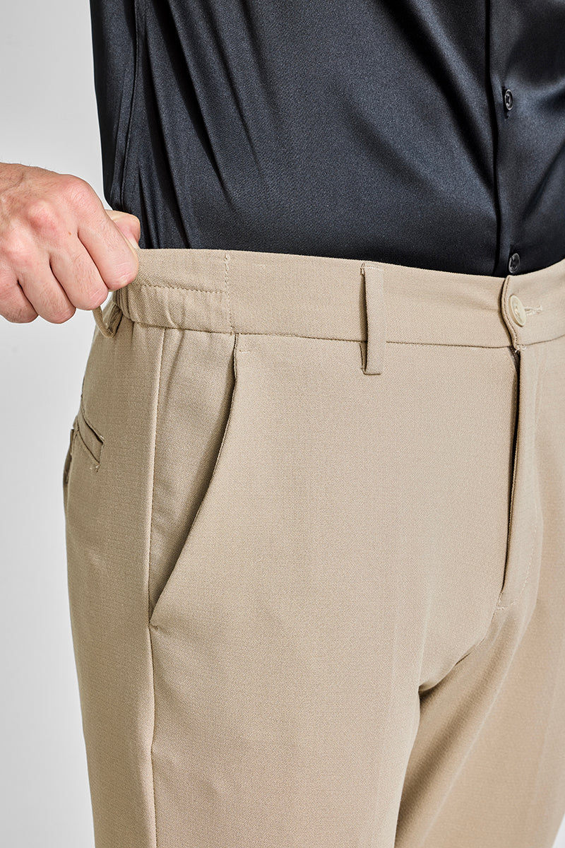 Beige Plain Regular Fit Trousers 6 Beige Plain Regular Fit Trousers