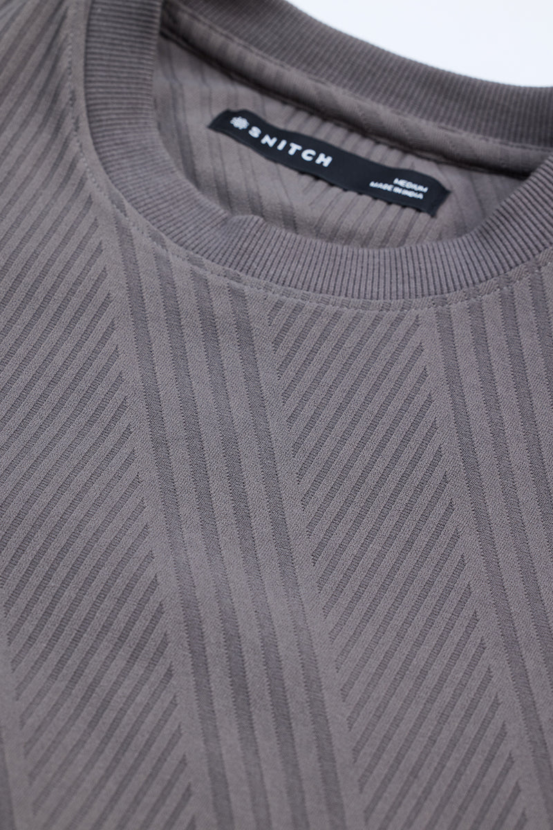 Grey Self-Design Slim Fit Sweater 2 Grey Self-Design Slim Fit Sweater