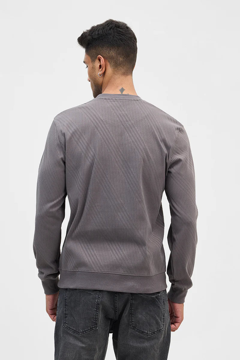 Grey Self-Design Slim Fit Sweater 6 Grey Self-Design Slim Fit Sweater