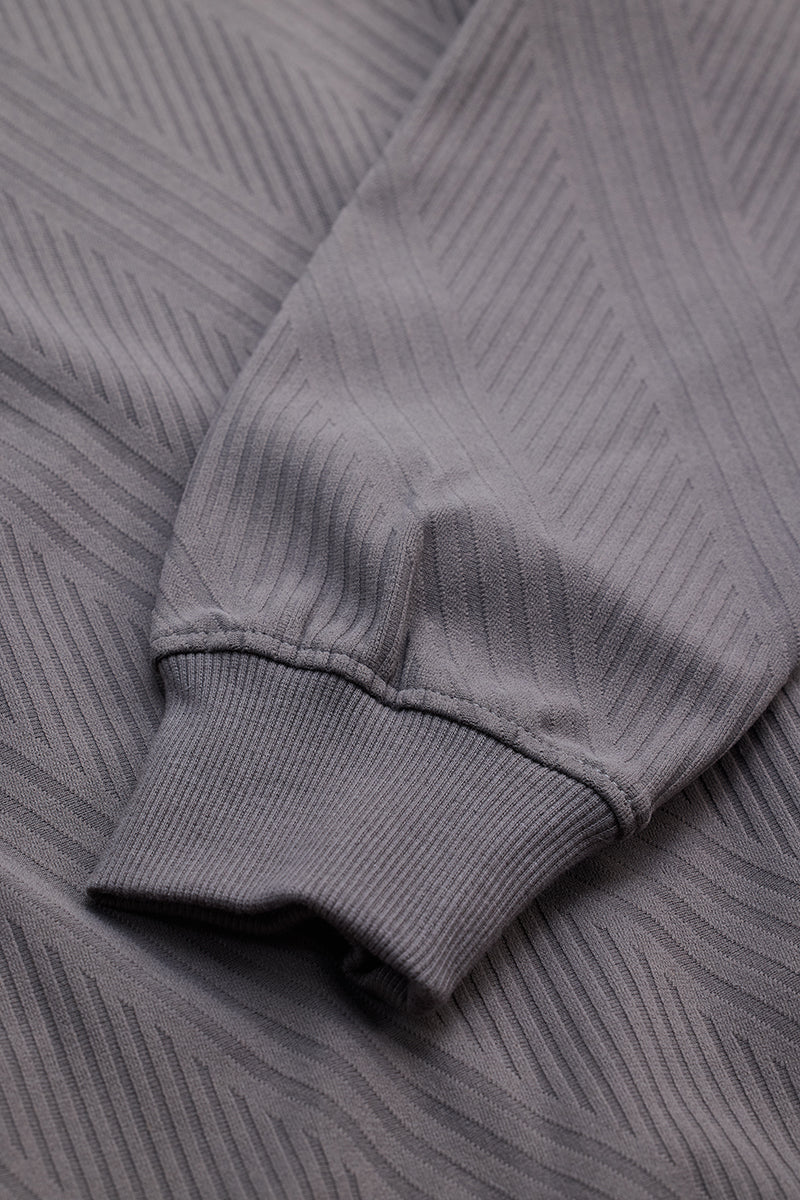 Grey Self-Design Slim Fit Sweater 7 Grey Self-Design Slim Fit Sweater