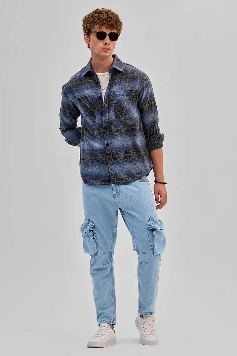 Blue Stripes Flannel Overshirt