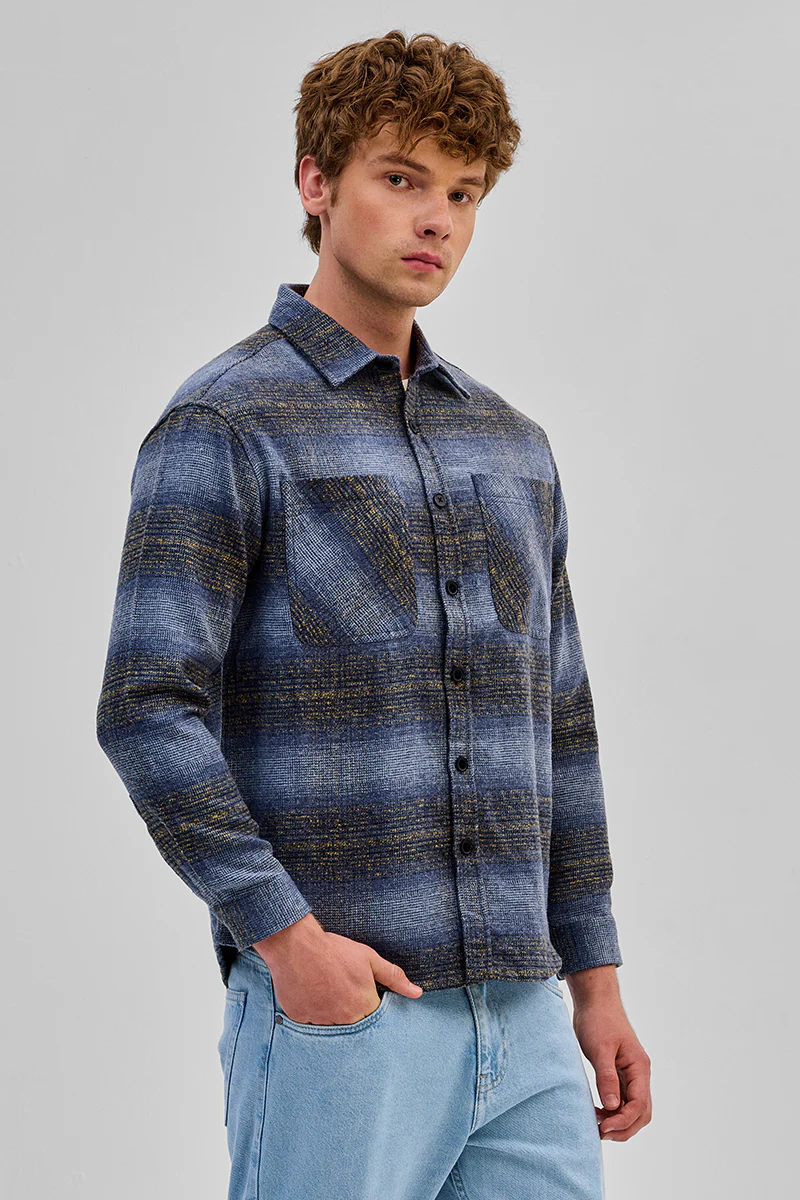 Blue Stripes Flannel Overshirt 4 Blue Stripes Flannel Overshirt